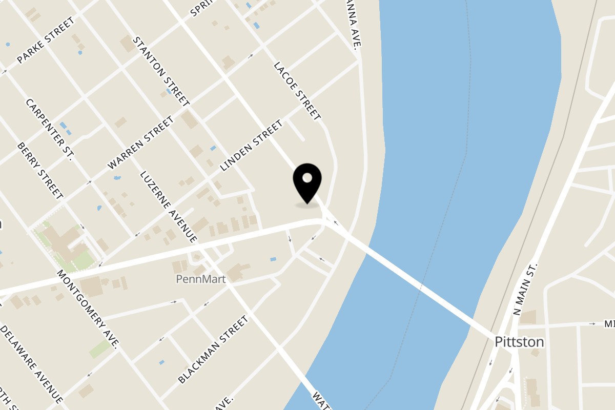 Map showing the location of Luca Pizza on 200 Wyoming Ave in West Pittston